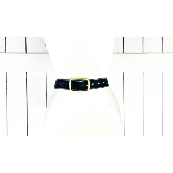 Black suede leather white stitch belt medium - Picture 1 of 3